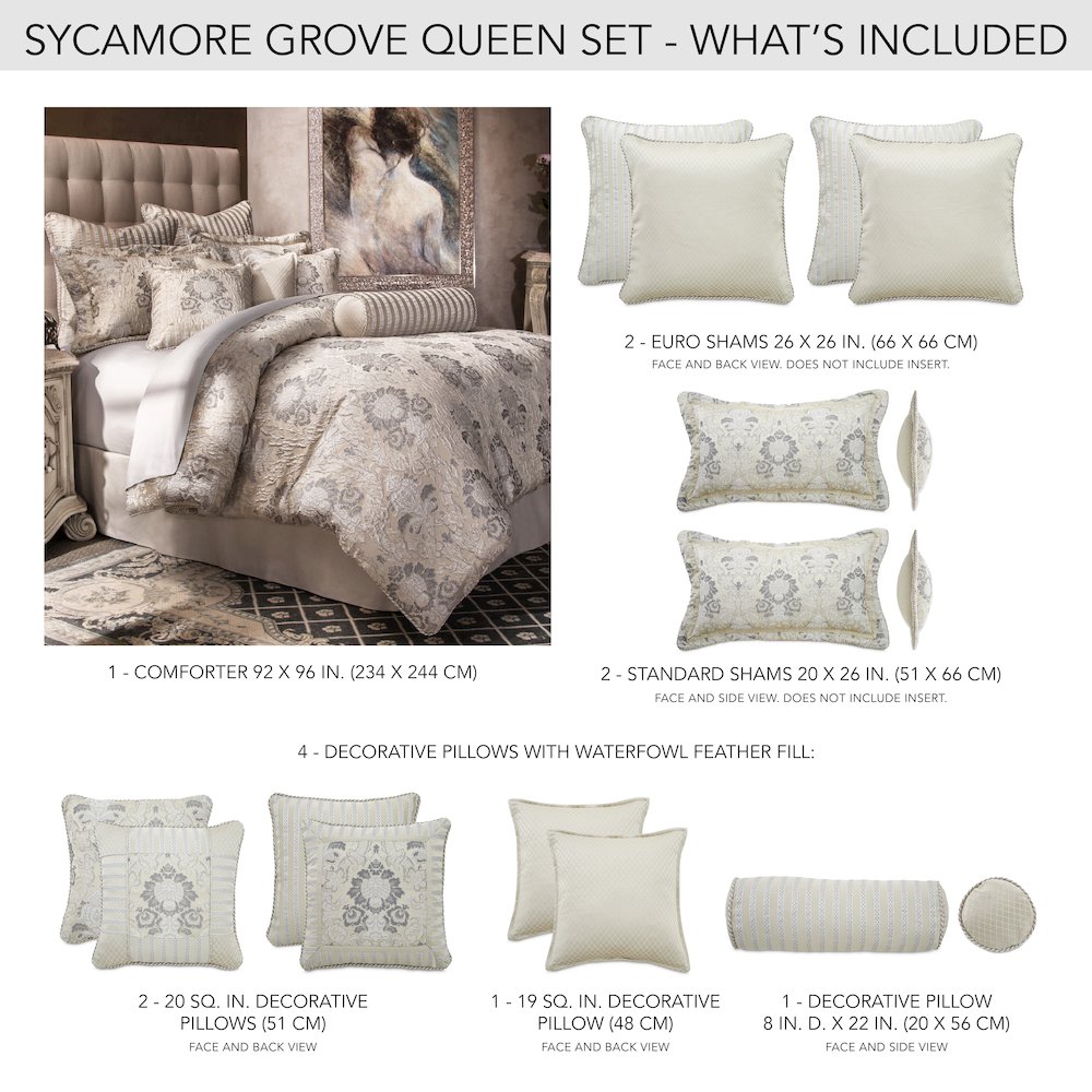 Sycamore Grove 9-Piece Queen Comforter Set - Silver. Picture 32