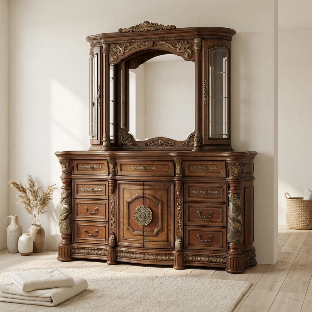 Villa Valencia Dresser with Mirror - Classic Chestnut. Picture 8