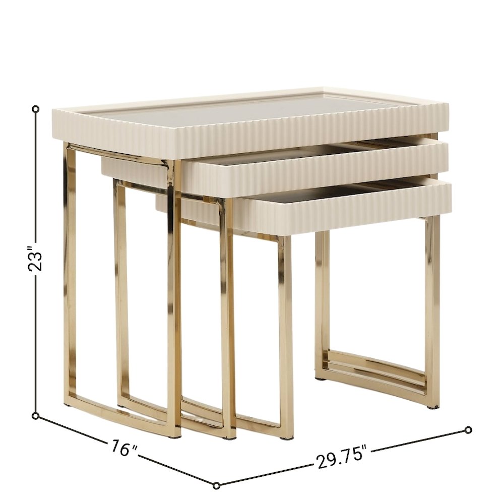 Beige Nesting End Tables Set of 3, Gold Side Tables for Living Room. Picture 13