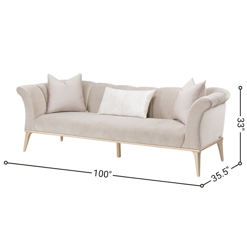 Beige Velvet Sofa for Living Room – Elegant 3 Seater 100 Inch Couch. Picture 21