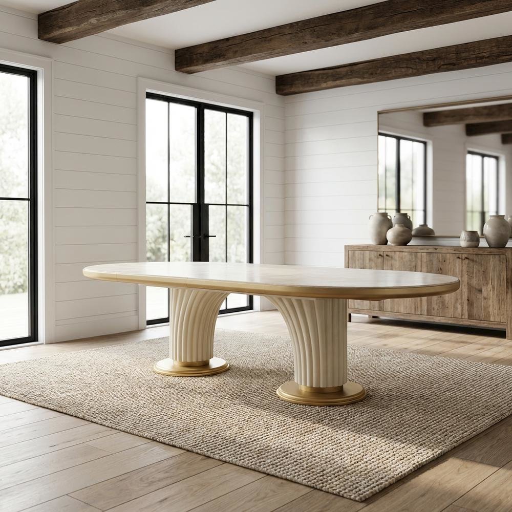 Scotts Square Oval Dining Table - Light Champagne. Picture 2