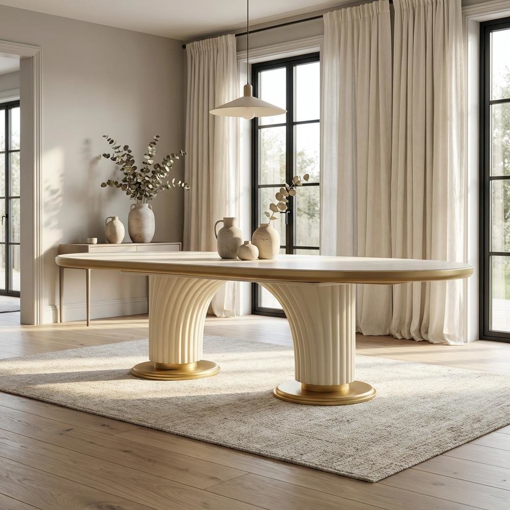 Scotts Square Oval Dining Table - Light Champagne. Picture 3