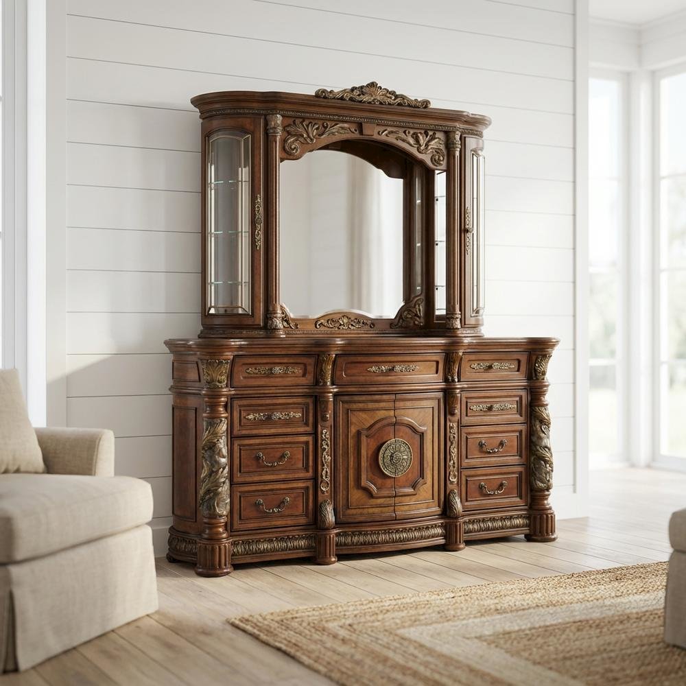 Villa Valencia Dresser with Mirror - Classic Chestnut. Picture 7