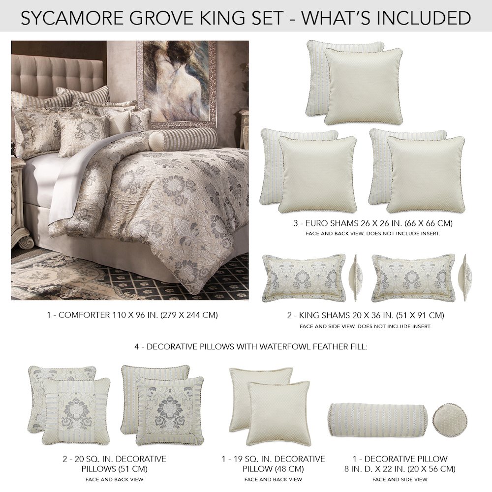 Sycamore Grove 9-Piece Queen Comforter Set - Silver. Picture 33