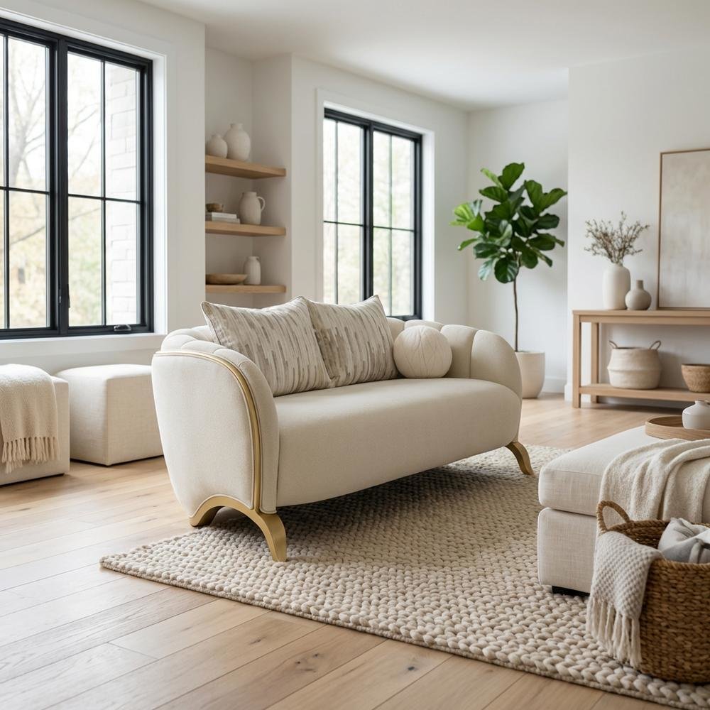 Scotts Square Loveseat - Cornsilk/Light Champagne. Picture 3