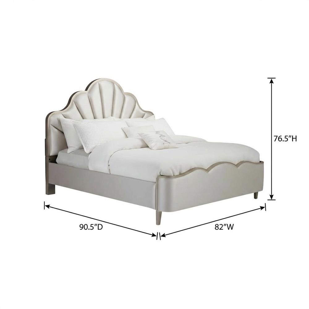 Malibu Crest Eastern King Scalloped Panel Bed - Chardonnay. Picture 8