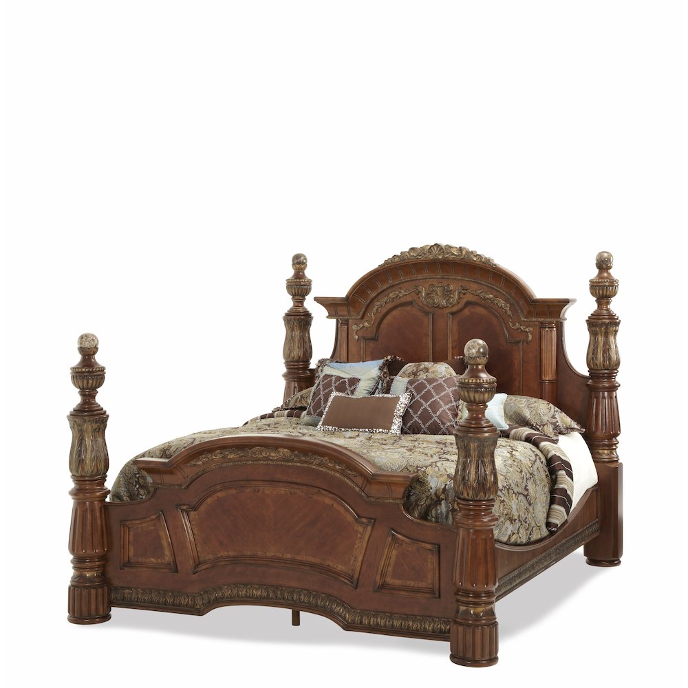 Villa Valencia Eastern King Poster Bed - Classic Chestnut. Picture 7