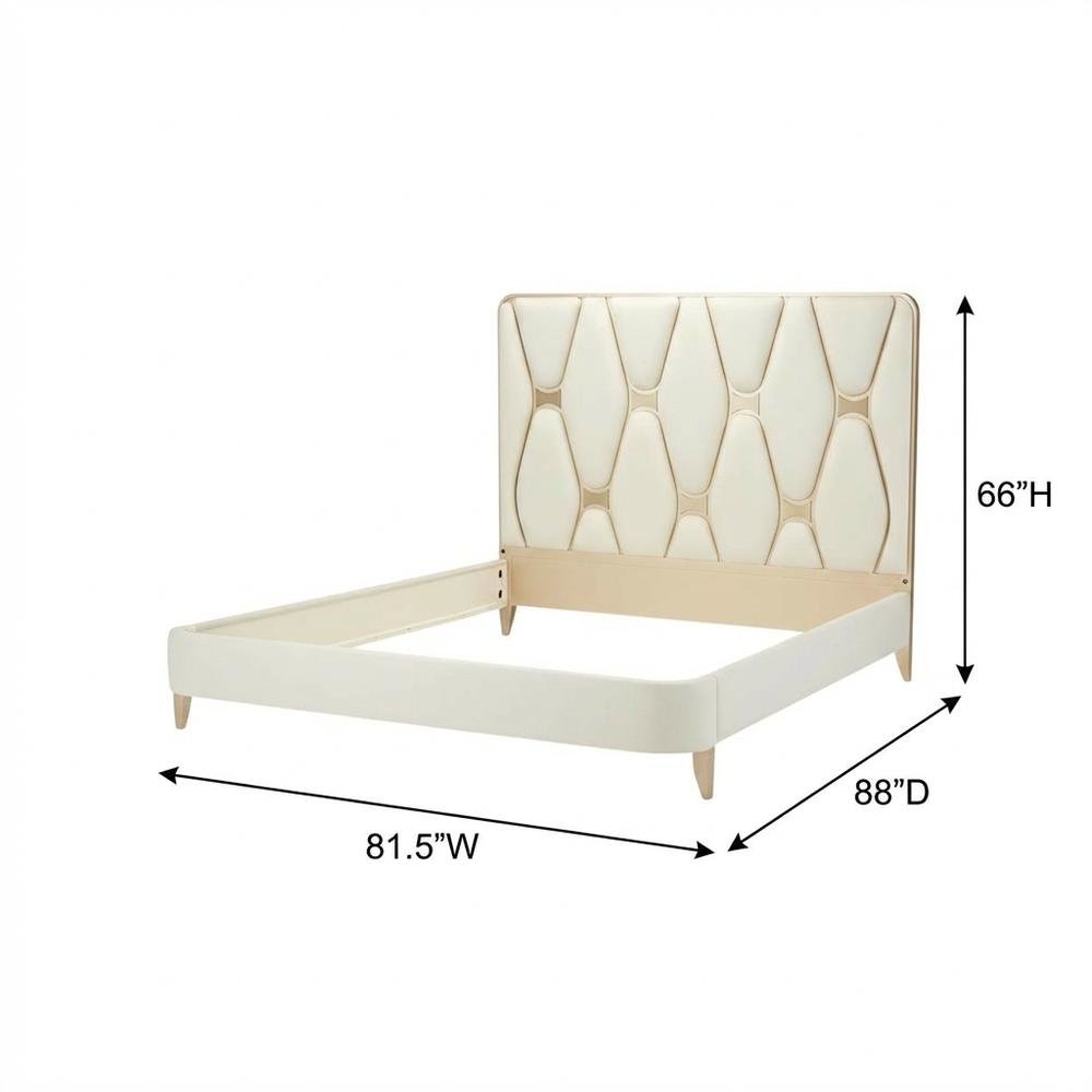 La Rachelle Eastern King Upholstered Panel Bed - Champagne. Picture 5