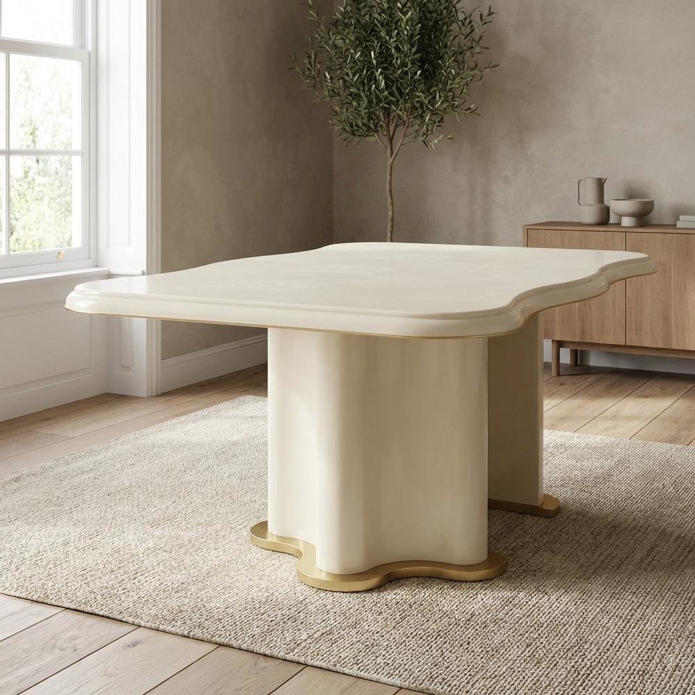 La Terrazza Double Pedestal Dining Table - Creamy Pearl. Picture 7