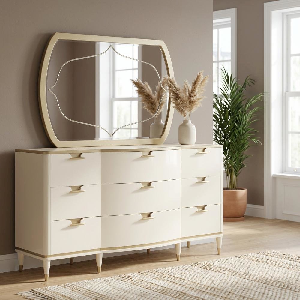 La Terrazza Dresser with Mirror - Creamy Pearl. Picture 5