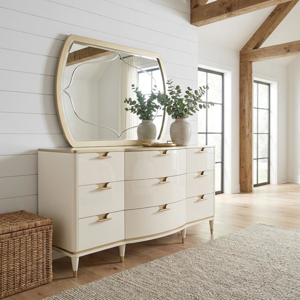 La Terrazza Dresser with Mirror - Creamy Pearl. Picture 6