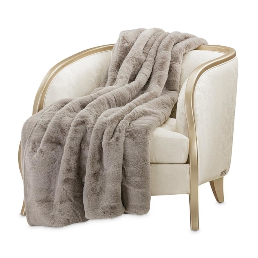Hopps 54"x72"Faux-Fur Throw - Platinum. Picture 2