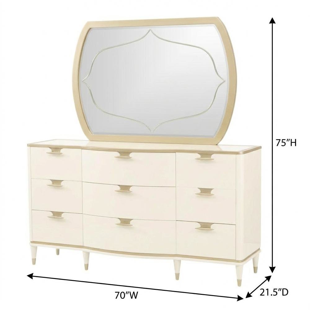 La Terrazza Dresser with Mirror - Creamy Pearl. Picture 7