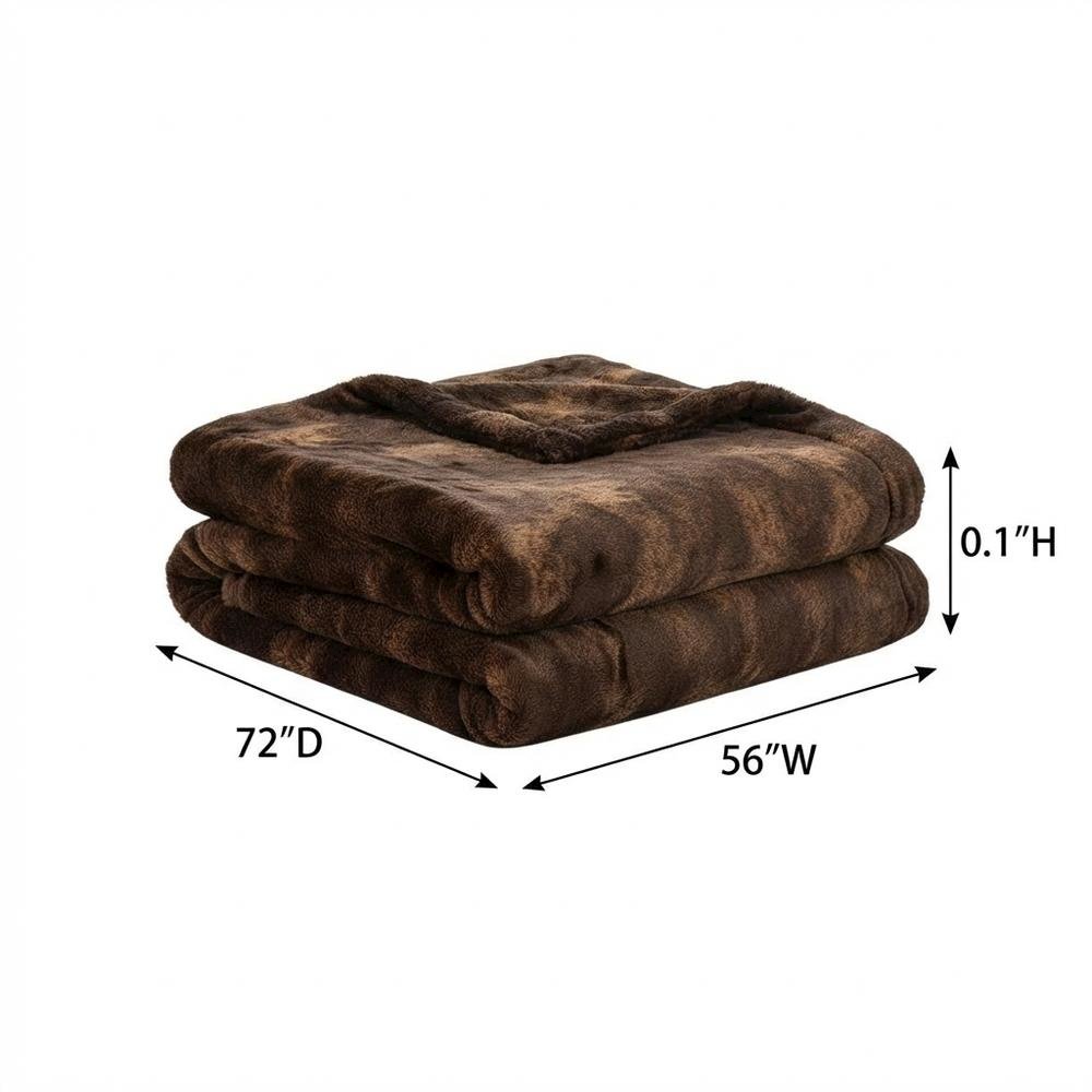 Bailey 56"x72" Faux-Fur Throw - Dark Brown. Picture 4