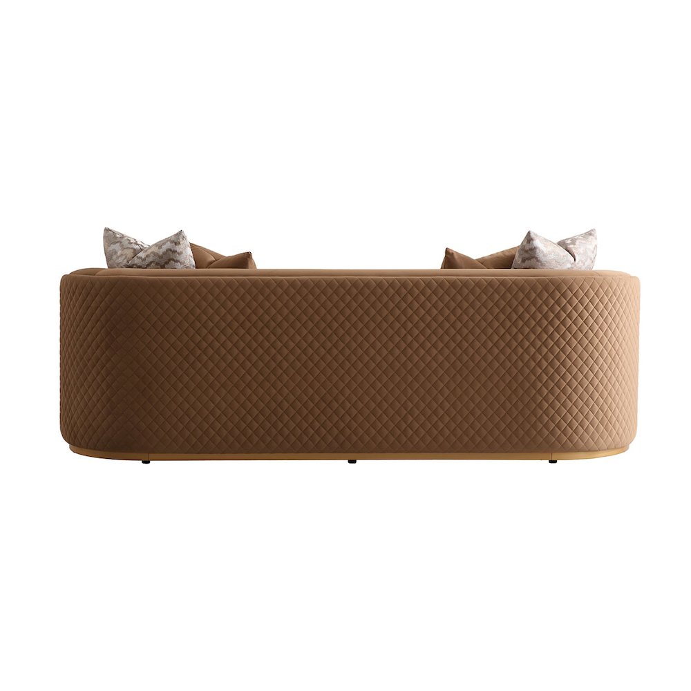 Ariana Velvet Sofa - Caramel/Gold. Picture 2