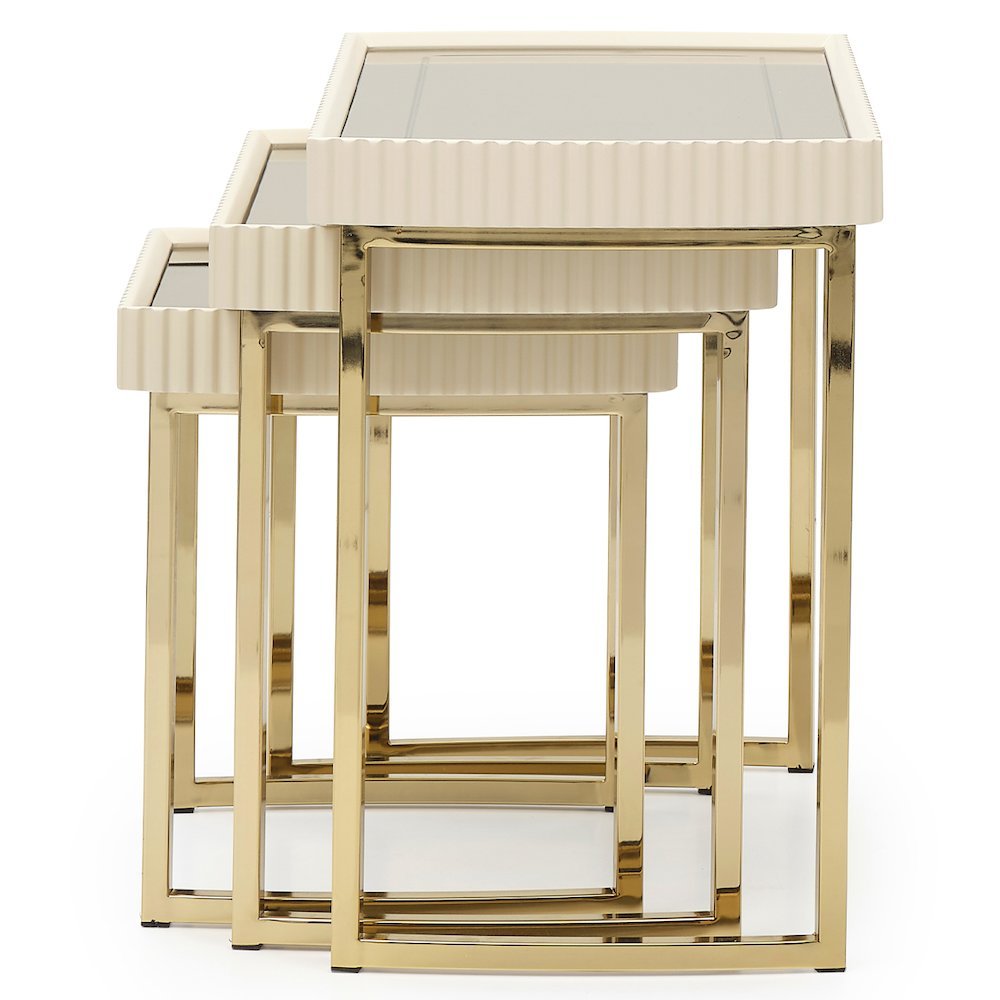 Beige Nesting End Tables Set of 3, Gold Side Tables for Living Room. Picture 6