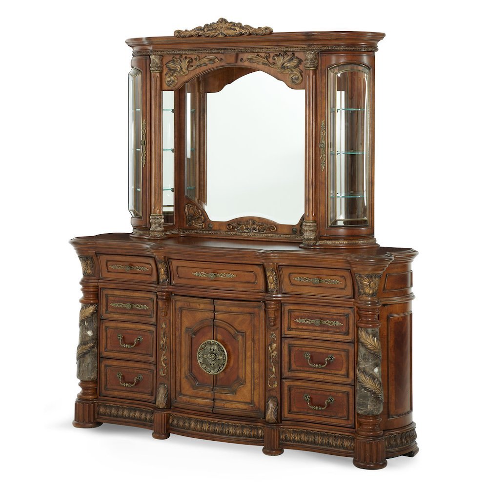 Villa Valencia Dresser with Mirror - Classic Chestnut. Picture 1