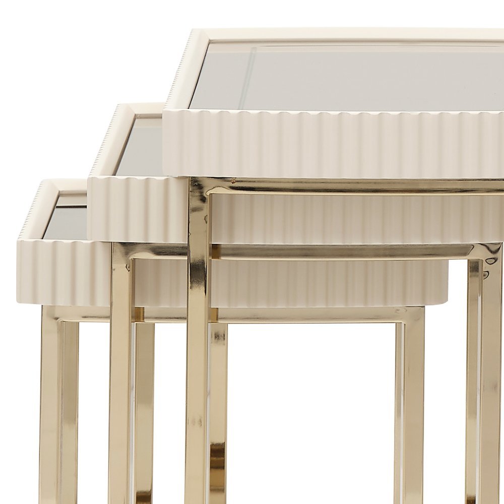 Beige Nesting End Tables Set of 3, Gold Side Tables for Living Room. Picture 7