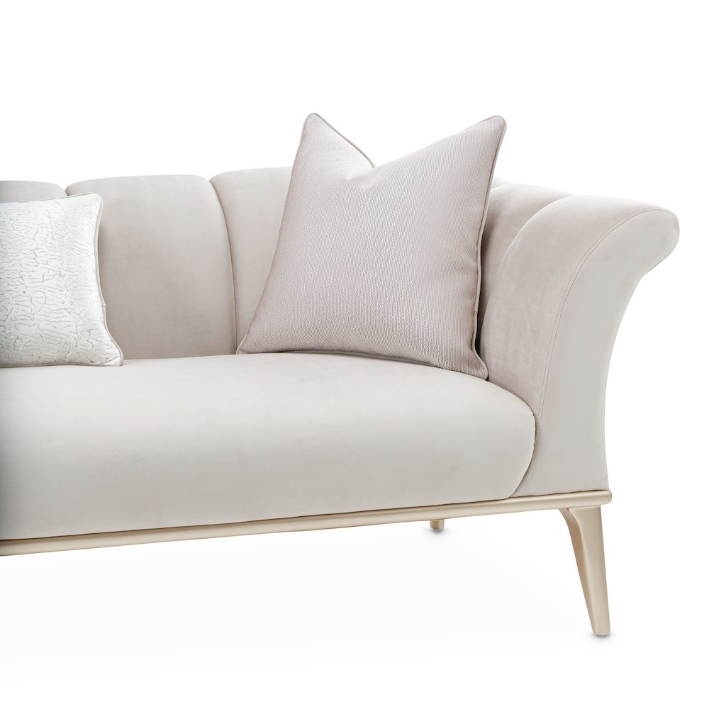 Beige Velvet Sofa for Living Room – Elegant 3 Seater 100 Inch Couch. Picture 10