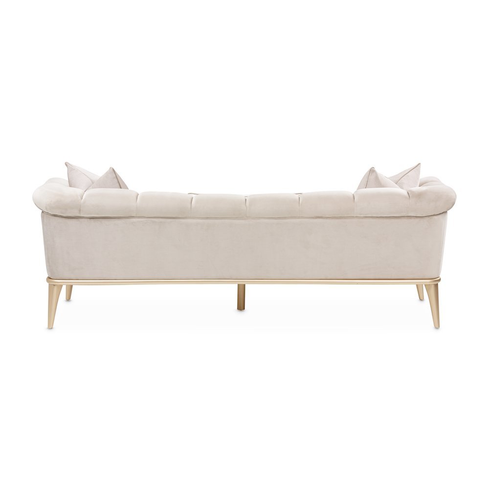 Beige Velvet Sofa for Living Room – Elegant 3 Seater 100 Inch Couch. Picture 7