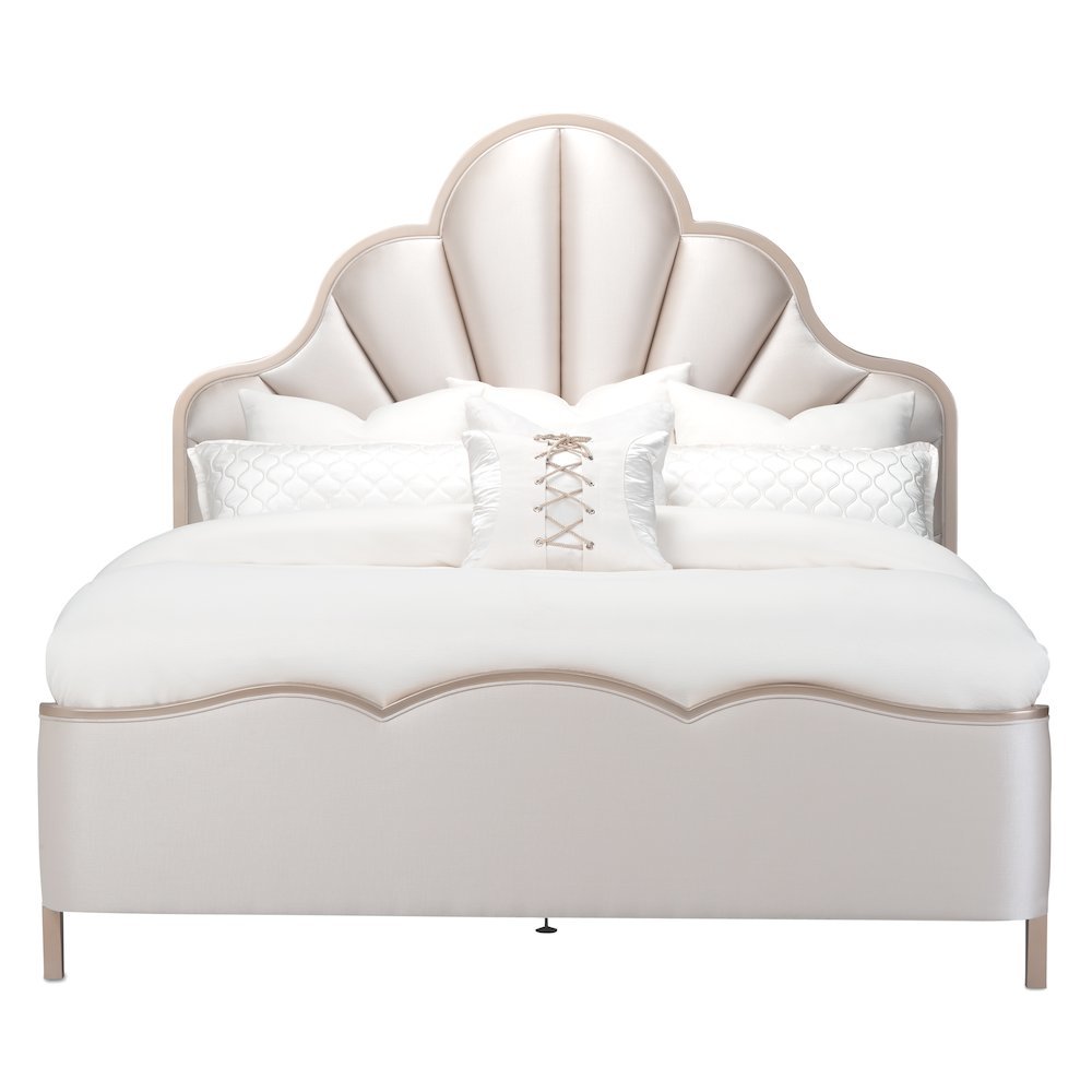 Malibu Crest Eastern King Scalloped Panel Bed - Chardonnay. Picture 3