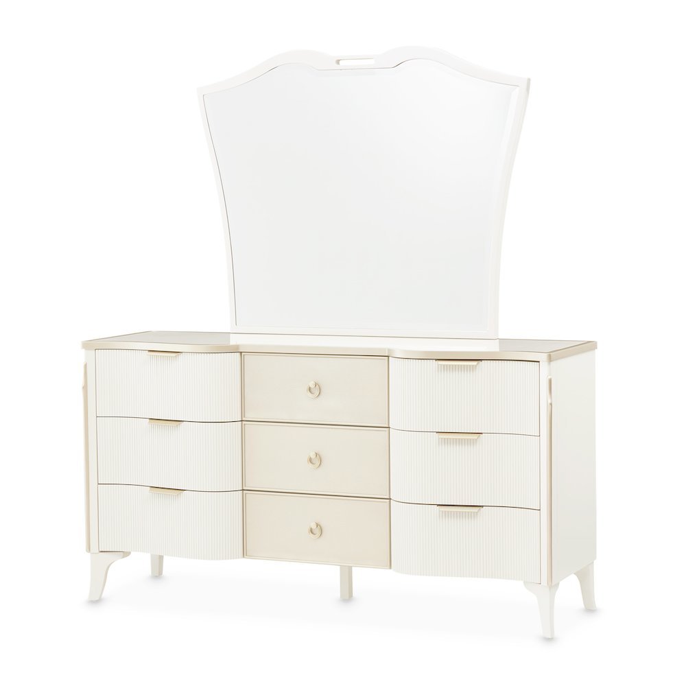 La Marisia Dresser with Mirror - Creamy Pearl. Picture 1