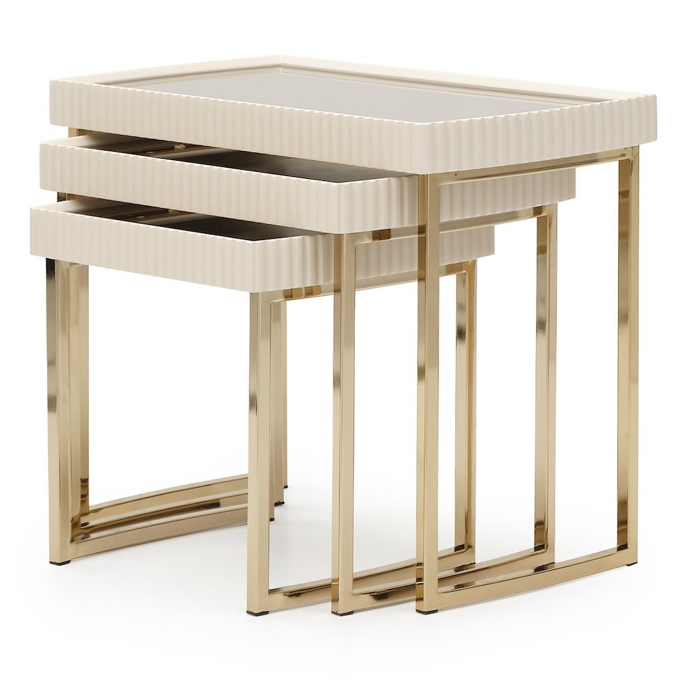 Beige Nesting End Tables Set of 3, Gold Side Tables for Living Room. Picture 8