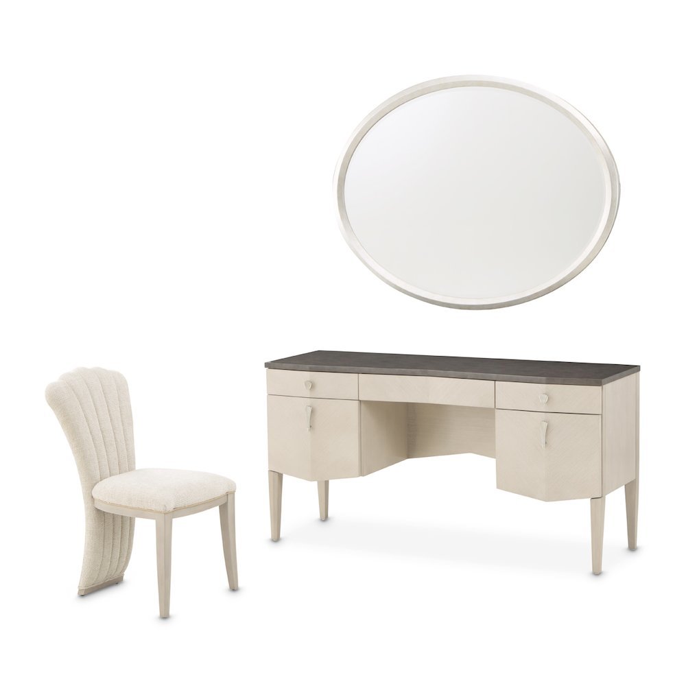 Fantosini Vanity Set with Mirror & Chair - Silver Mist. Picture 1