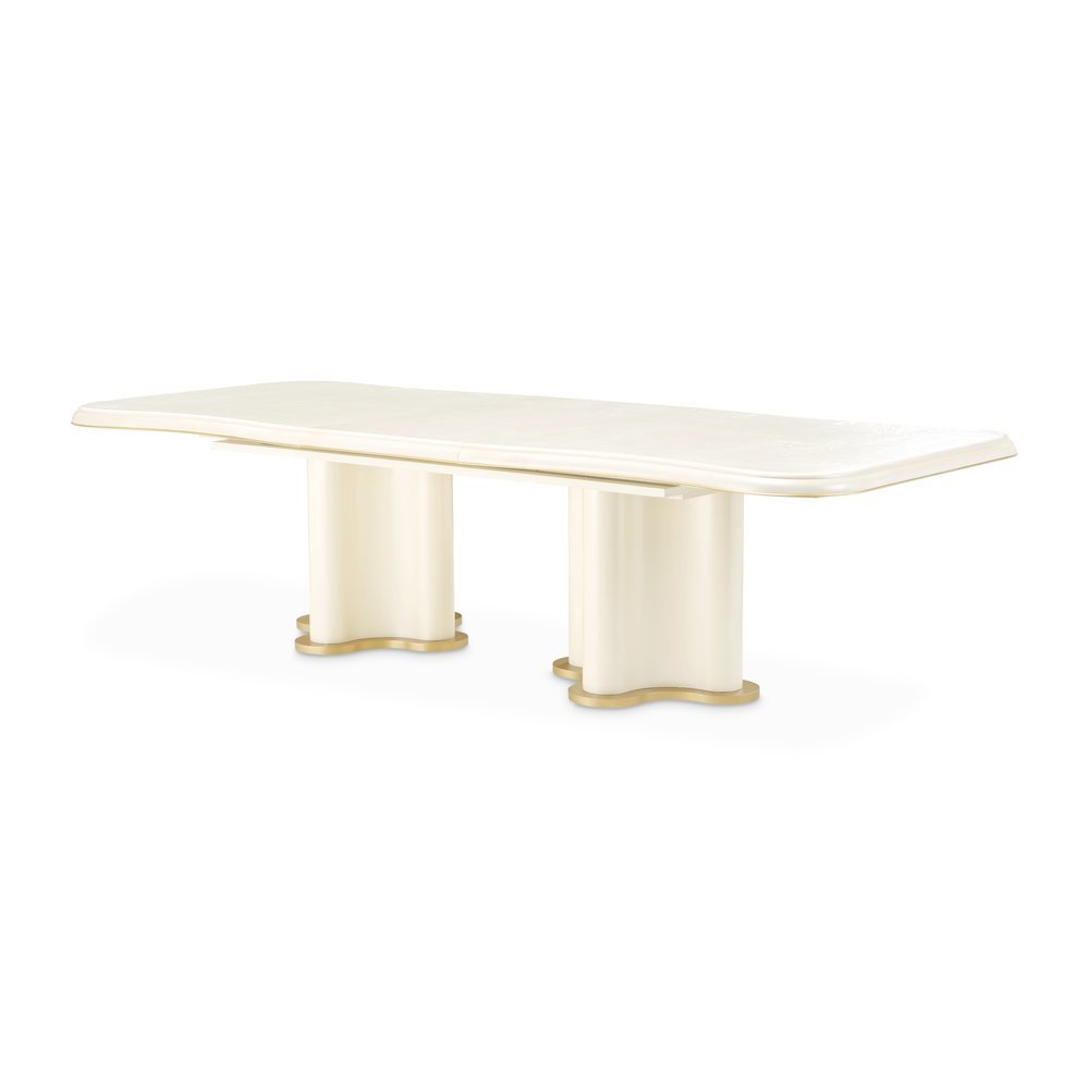 La Terrazza Double Pedestal Dining Table - Creamy Pearl. Picture 2