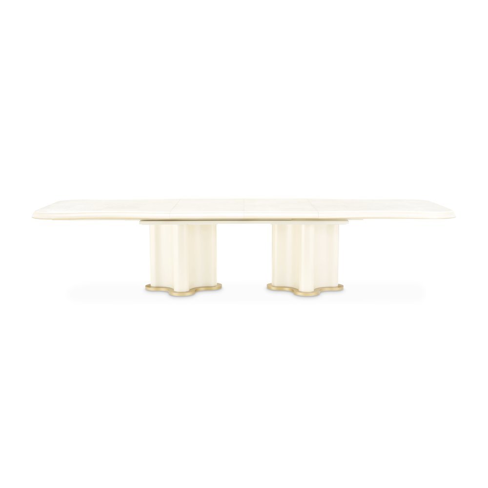 La Terrazza Double Pedestal Dining Table - Creamy Pearl. Picture 5