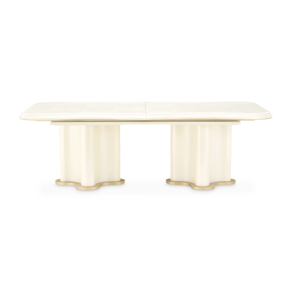 La Terrazza Double Pedestal Dining Table - Creamy Pearl. Picture 4
