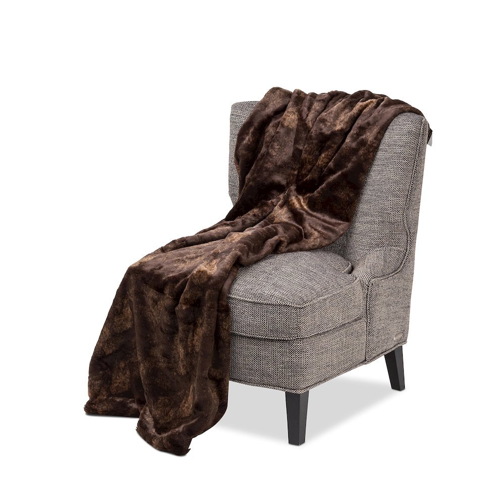 Bailey 56"x72" Faux-Fur Throw - Dark Brown. Picture 1