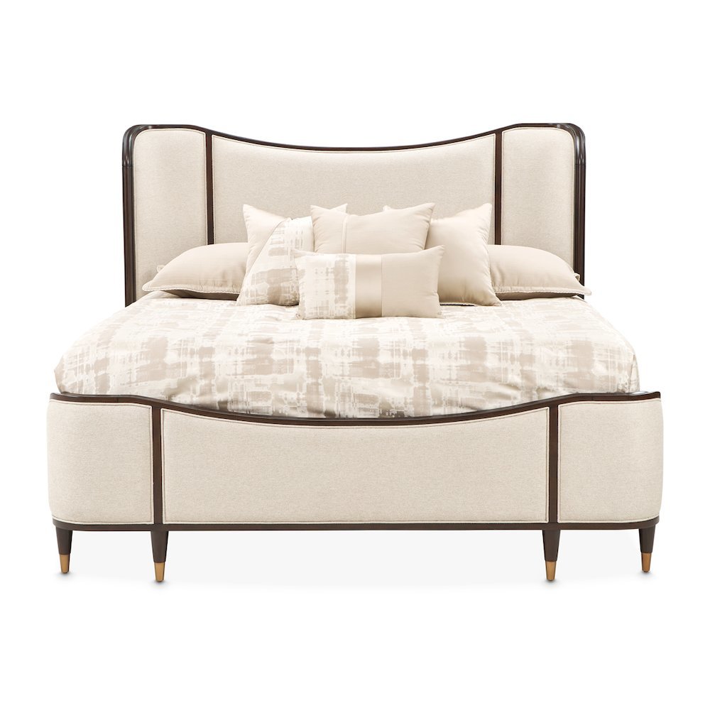 Camellia Field Queen Upholstered Bed - Warm Pecan. Picture 4
