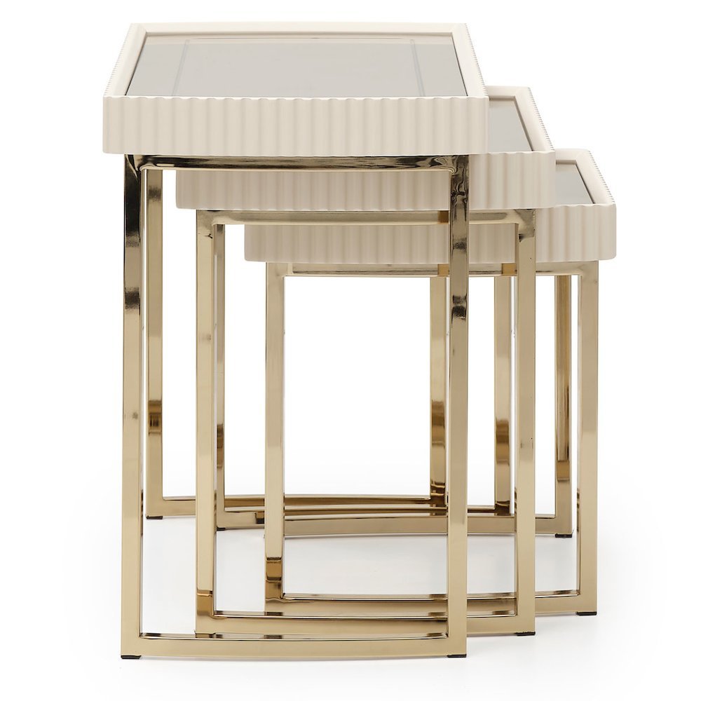 Beige Nesting End Tables Set of 3, Gold Side Tables for Living Room. Picture 9