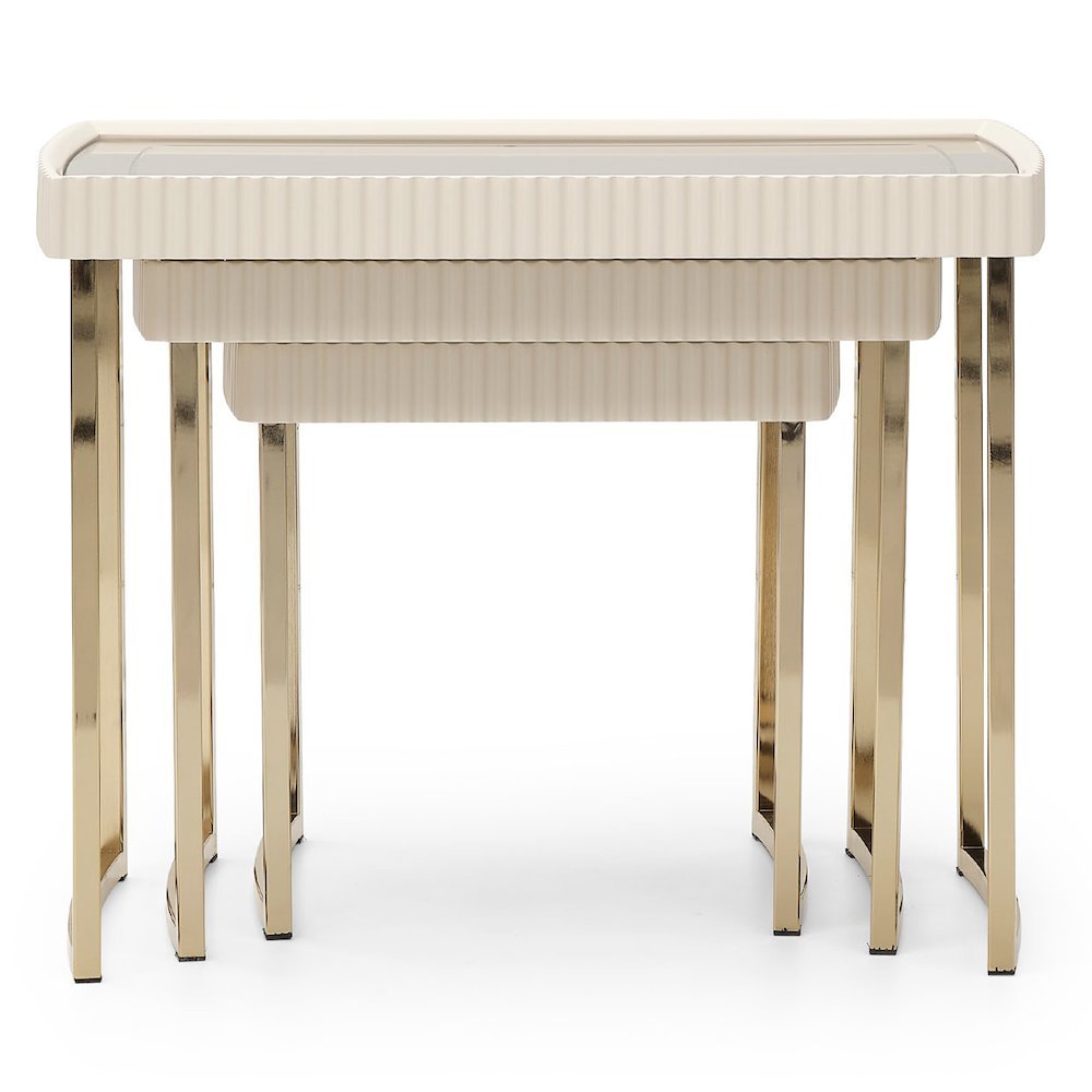 Beige Nesting End Tables Set of 3, Gold Side Tables for Living Room. Picture 10