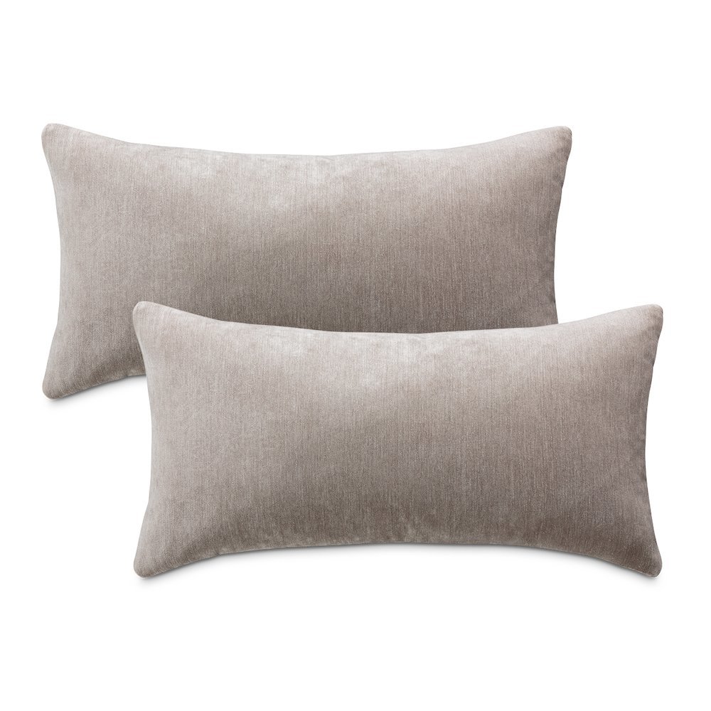 The Smith 13"x24" Oblong Chenille Pillow, Set of 2 - Smoke. Picture 1