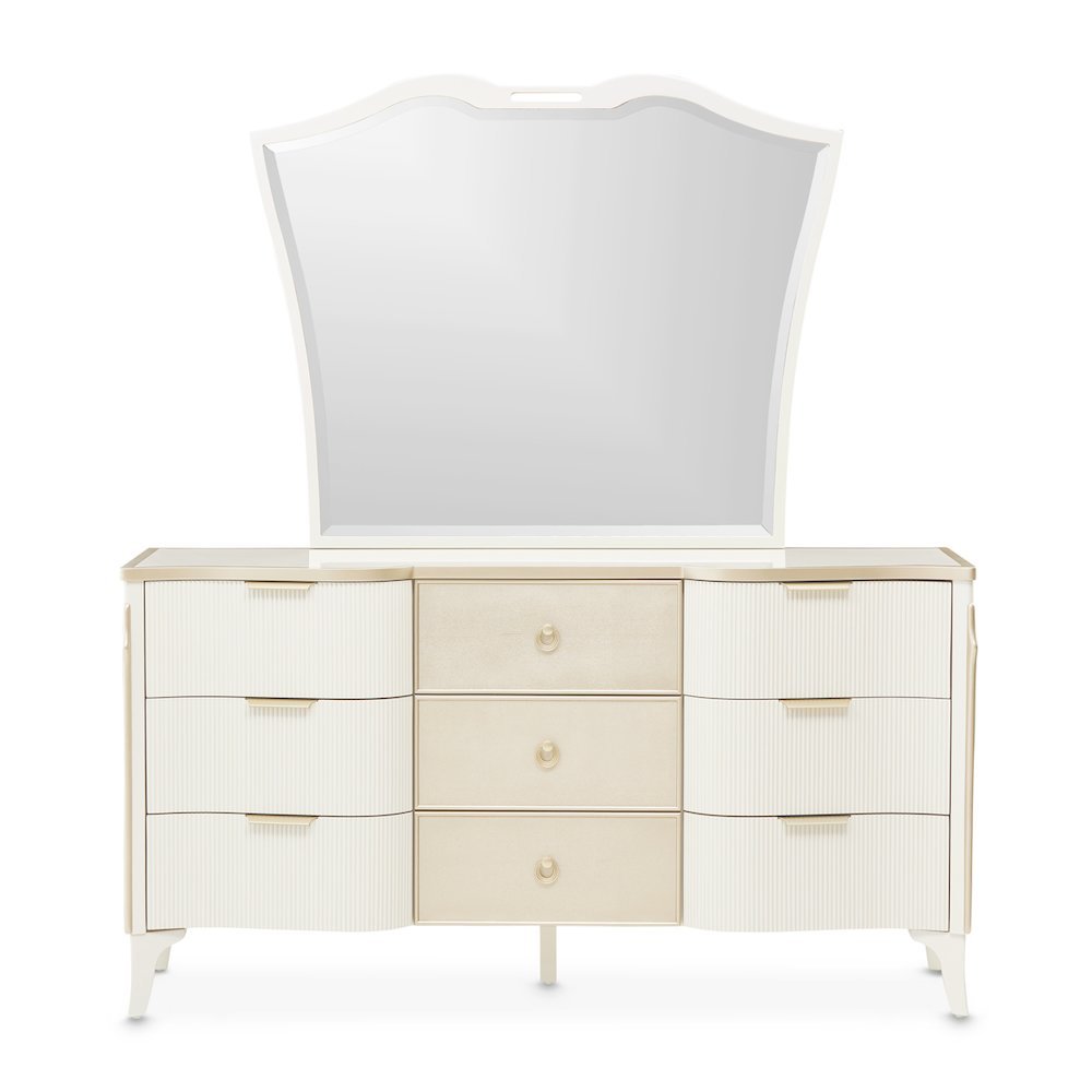 La Marisia Dresser with Mirror - Creamy Pearl. Picture 2