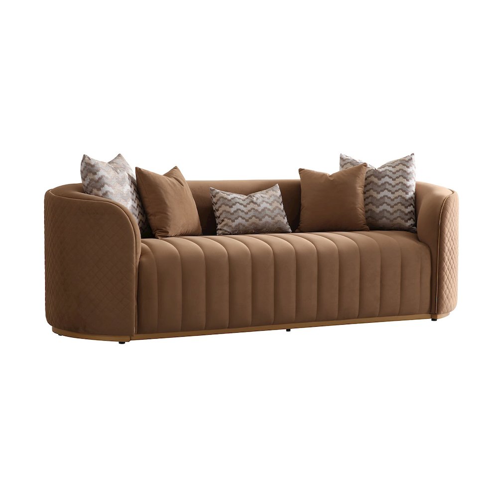 Ariana Velvet Sofa - Caramel/Gold. Picture 5