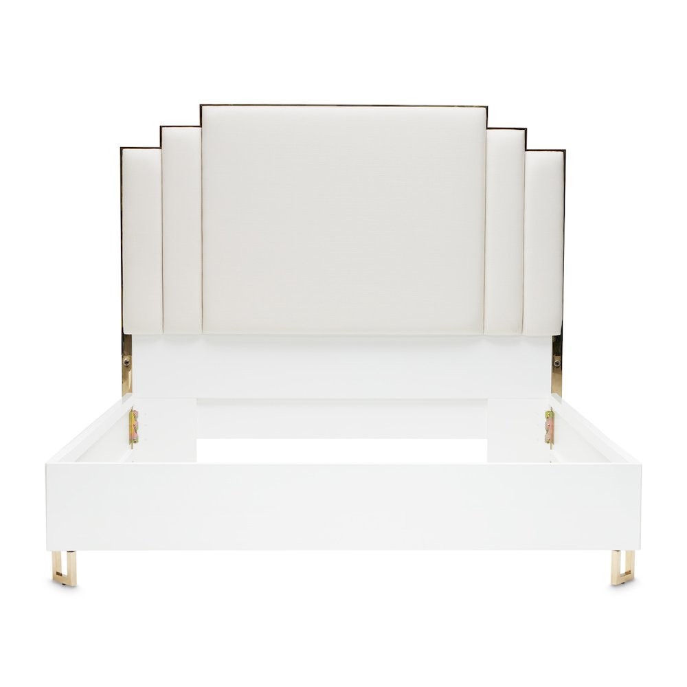 Palm Gate Queen Upholstered Bed - Cloud White. Picture 9