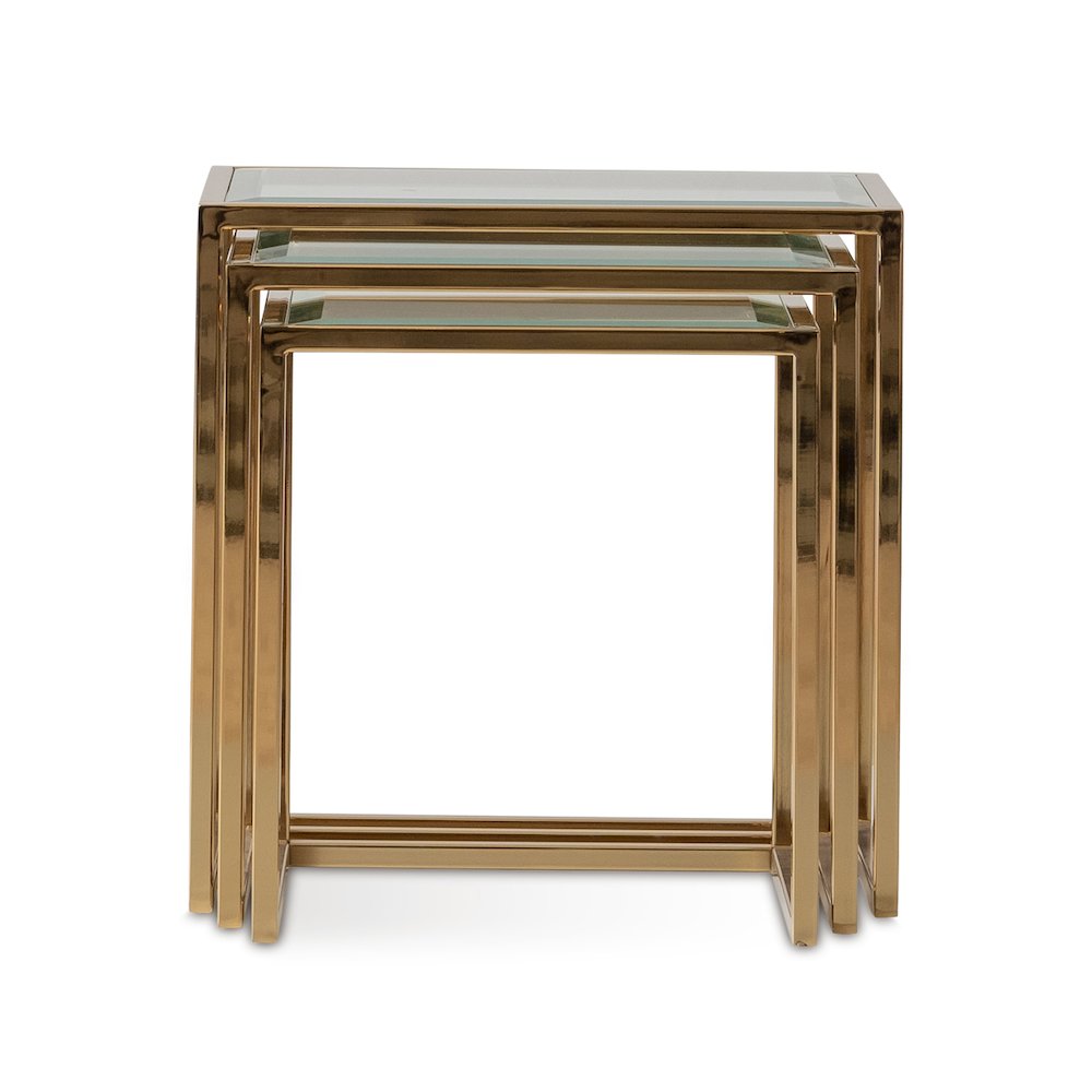 Savannah Breeze Set of 3 Nesting Tables - Bright Gold. Picture 2