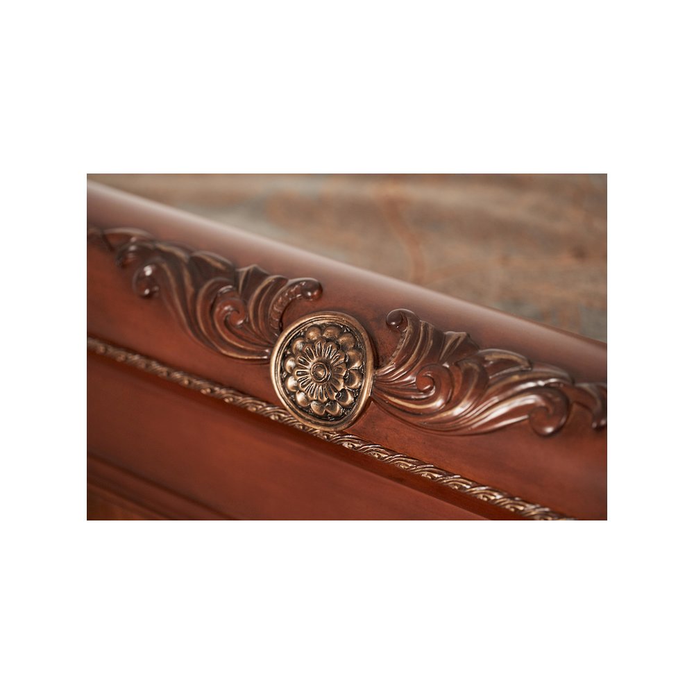 Cortina Queen Sleigh Bed - Honey Walnut. Picture 2