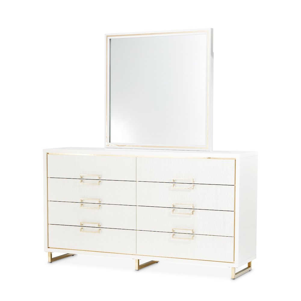 Palm Gate Dresser with Mirror - Cloud White. Picture 1