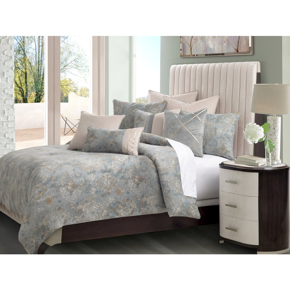 Debonair 9-Piece Queen Comforter Set - Mist. Picture 4