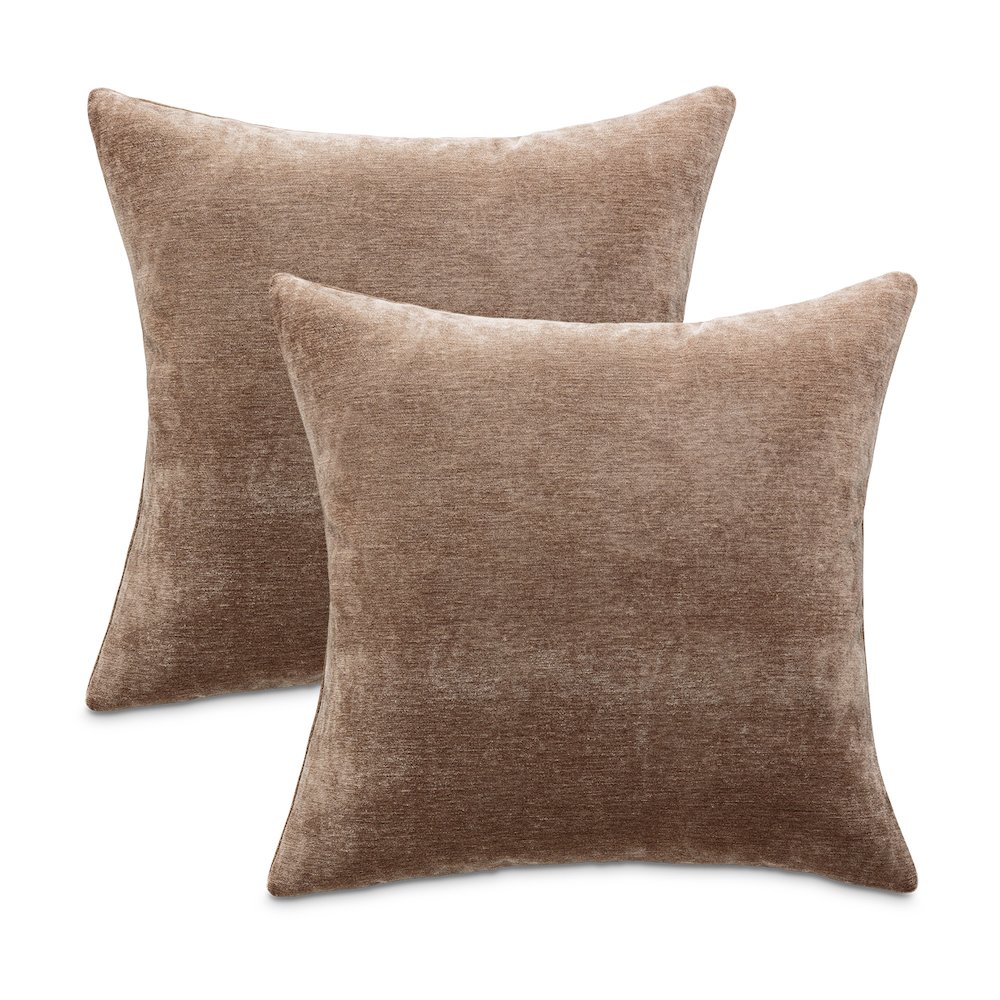 The Smith 20" Square Chenille Pillow, Set of 2 - Truffle. Picture 1