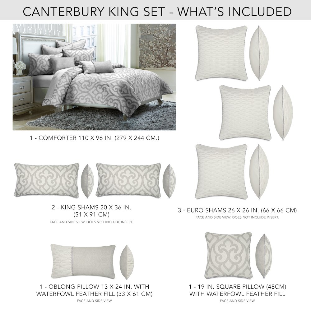Canterbury 7-Piece Queen Comforter Set - Silver. Picture 37