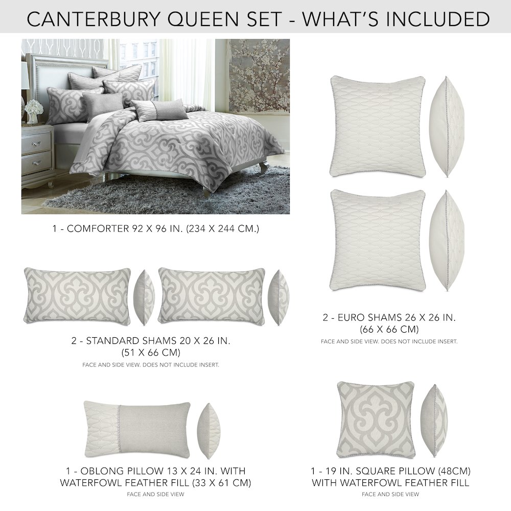 Canterbury 7-Piece Queen Comforter Set - Silver. Picture 38