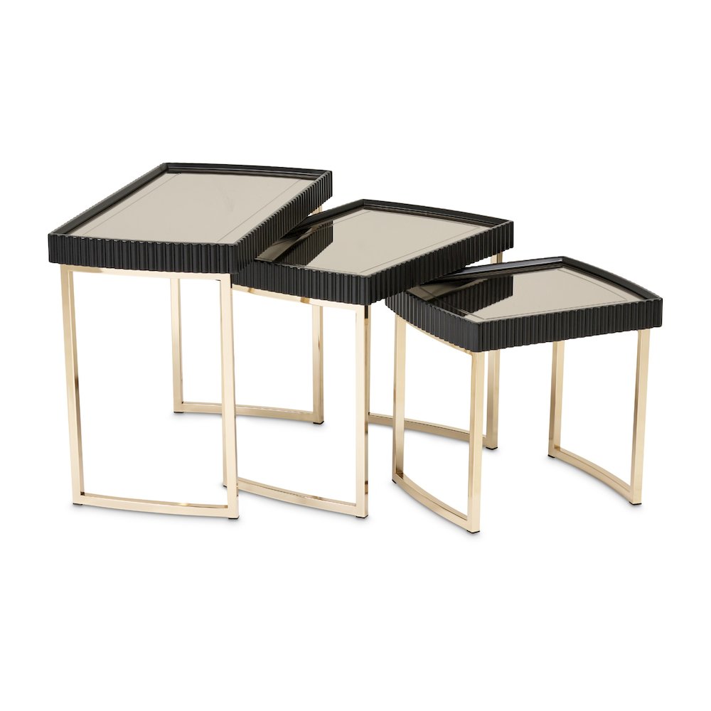 Lisbon Nesting Tables, Set of 3 - Silken Matte Black. Picture 6