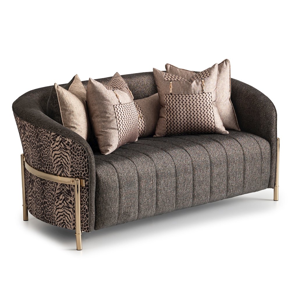 Lisbon Loveseat - Onyx/Gold. Picture 11