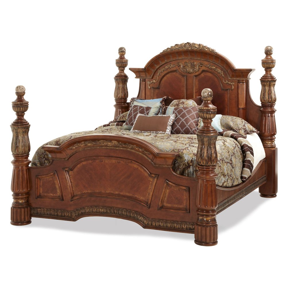 Villa Valencia Eastern King Poster Bed - Classic Chestnut. Picture 1