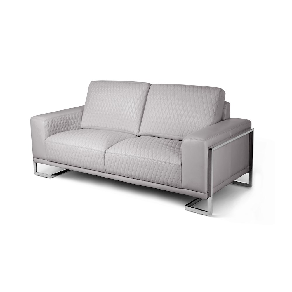 Mia Bella Gianna Loveseat - Light Gray/Stainless Steel. Picture 1